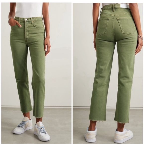 RE/DONE 70s Ultra High Rise Stove Pipe in Washed Sage Sz 27 - Picture 2 of 12